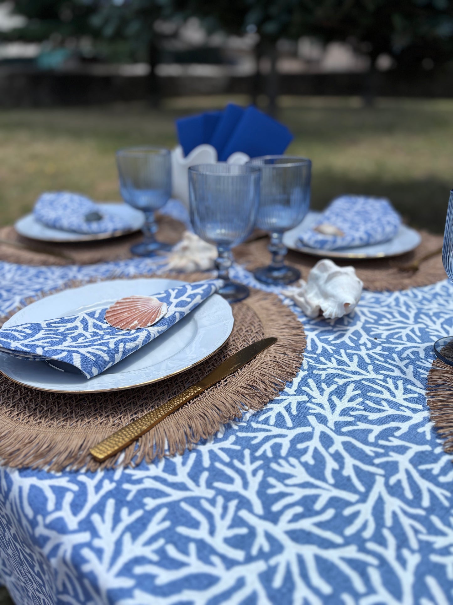 Mantel corales azul