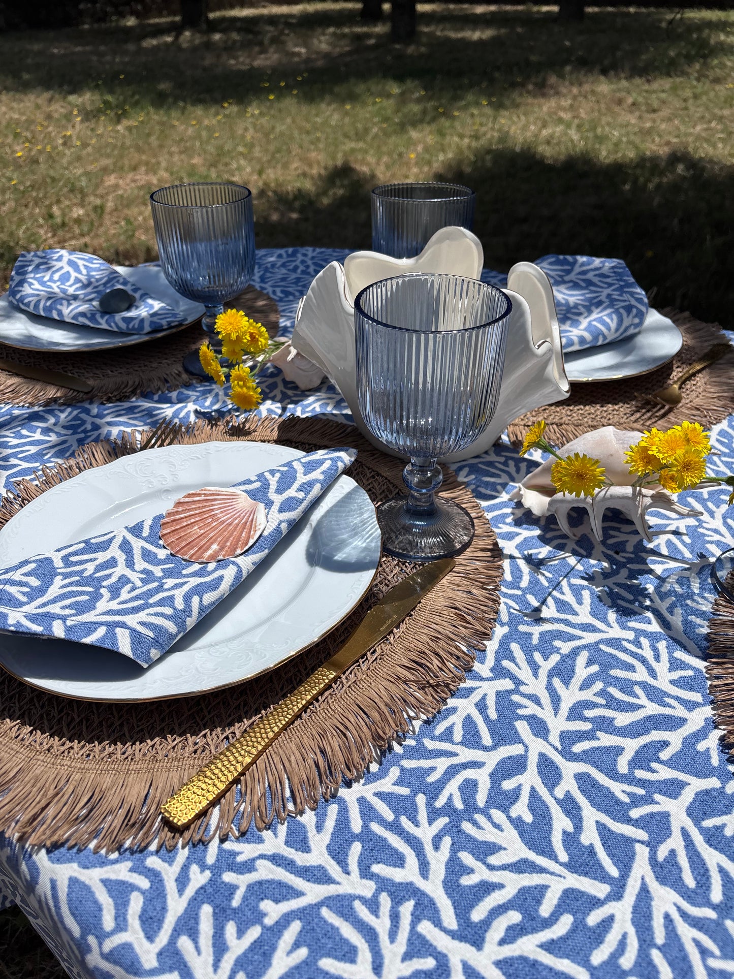 Mantel corales azul