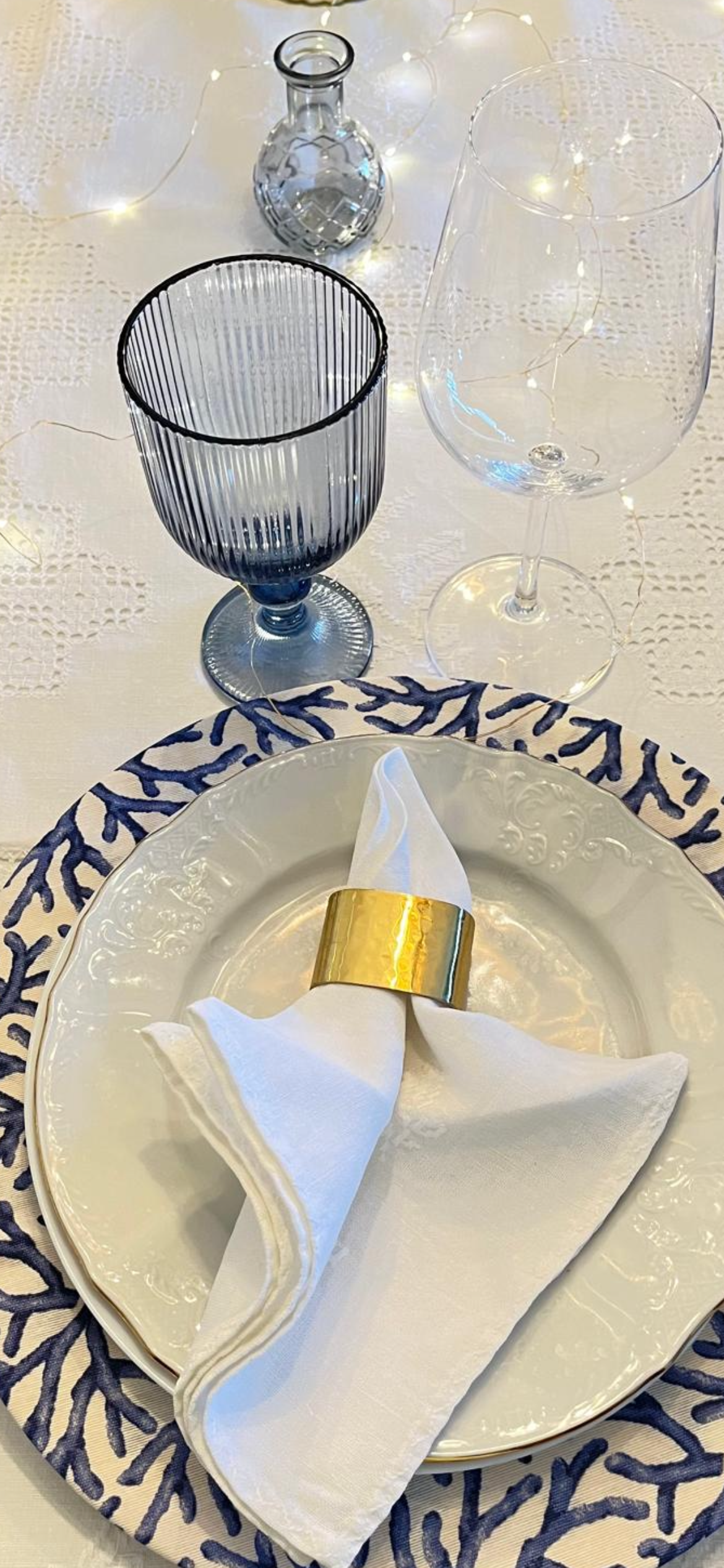 Funda bajo plato corales azul