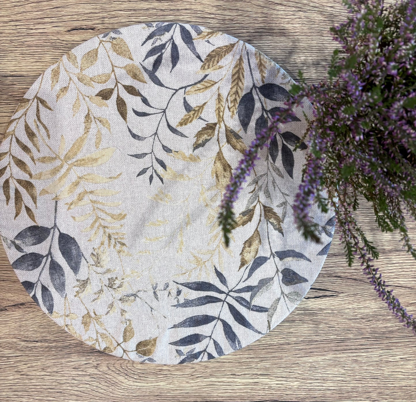 Funda bajo plato estampado primaveral beige