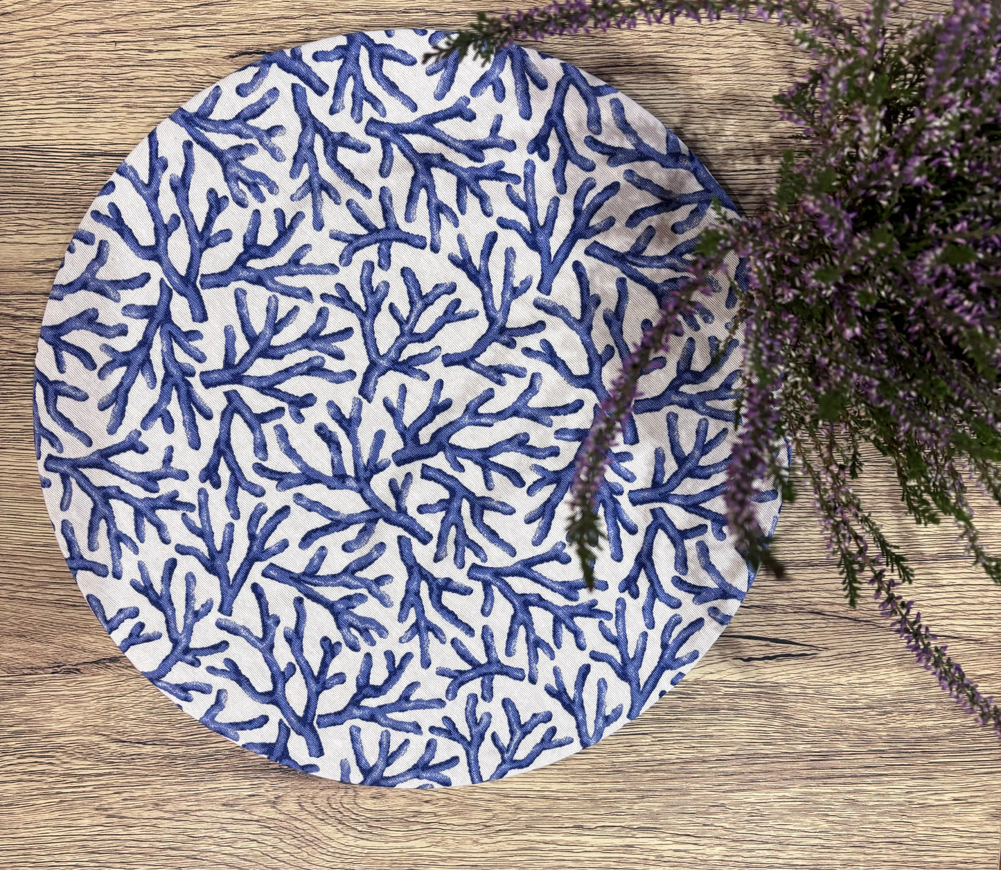 Funda bajo plato corales azul resinado