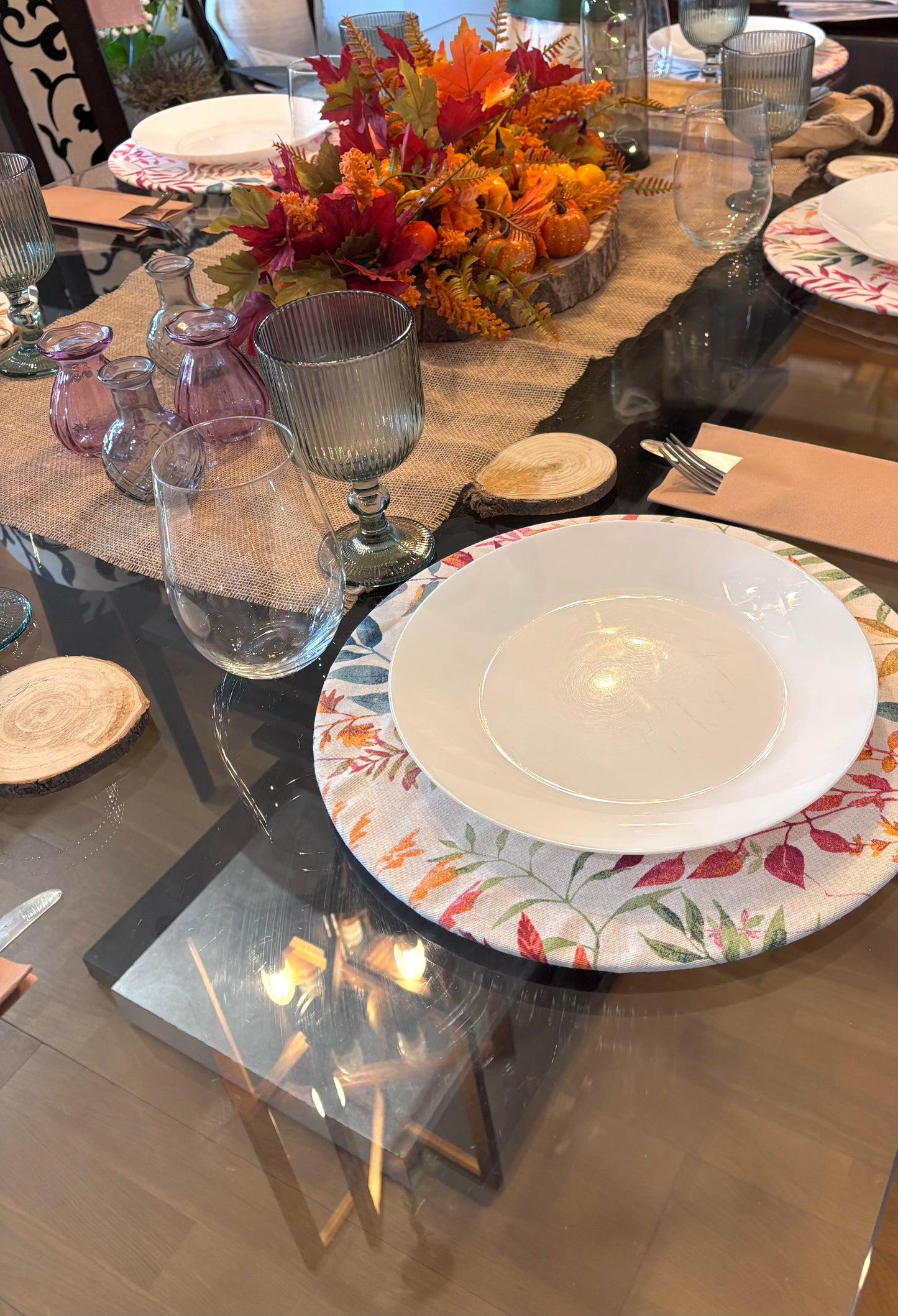 Funda bajo plato estampado primaveral