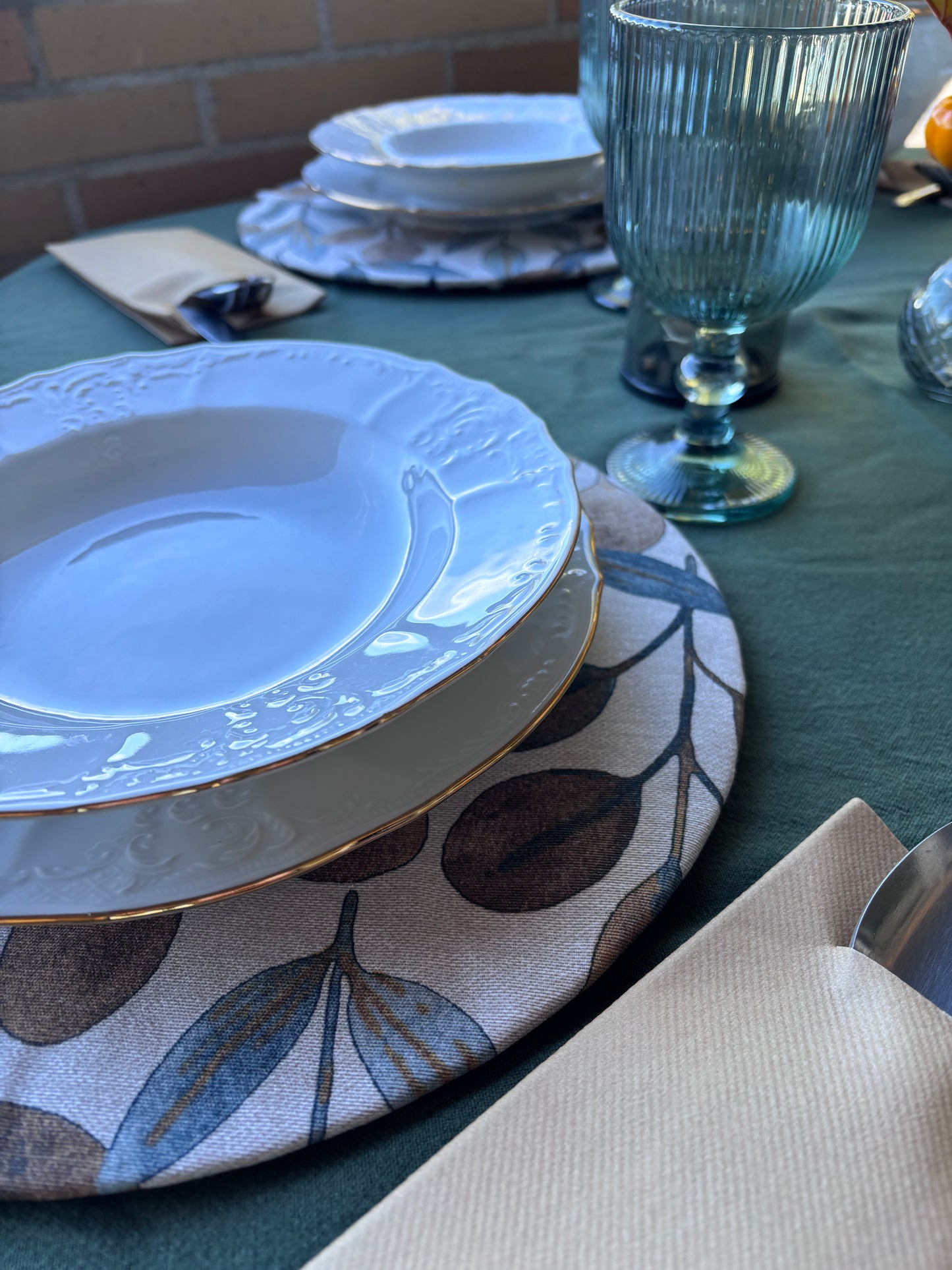 Funda bajo platos hojas otoñal