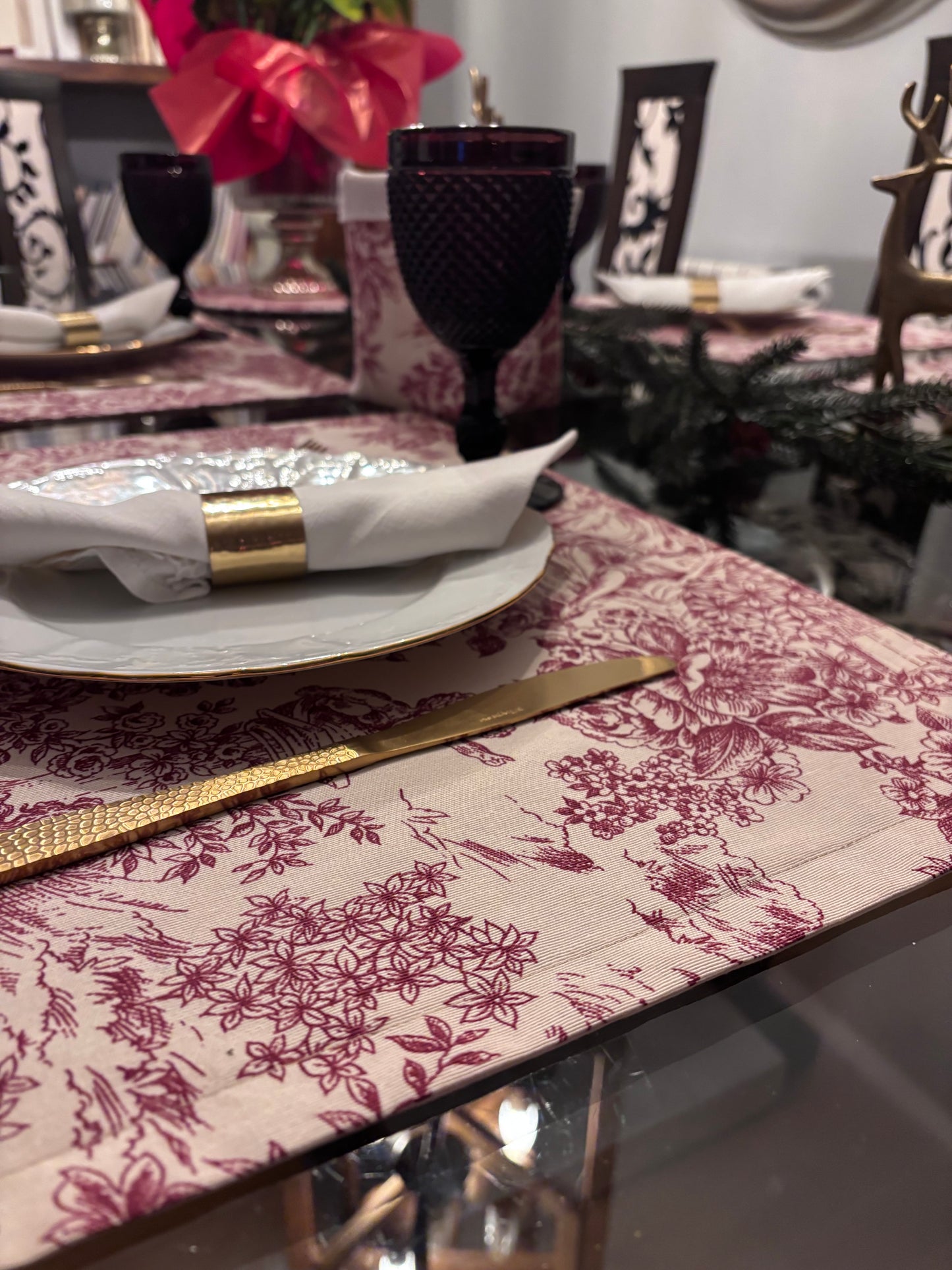 Individual Toile de Jouy rojo