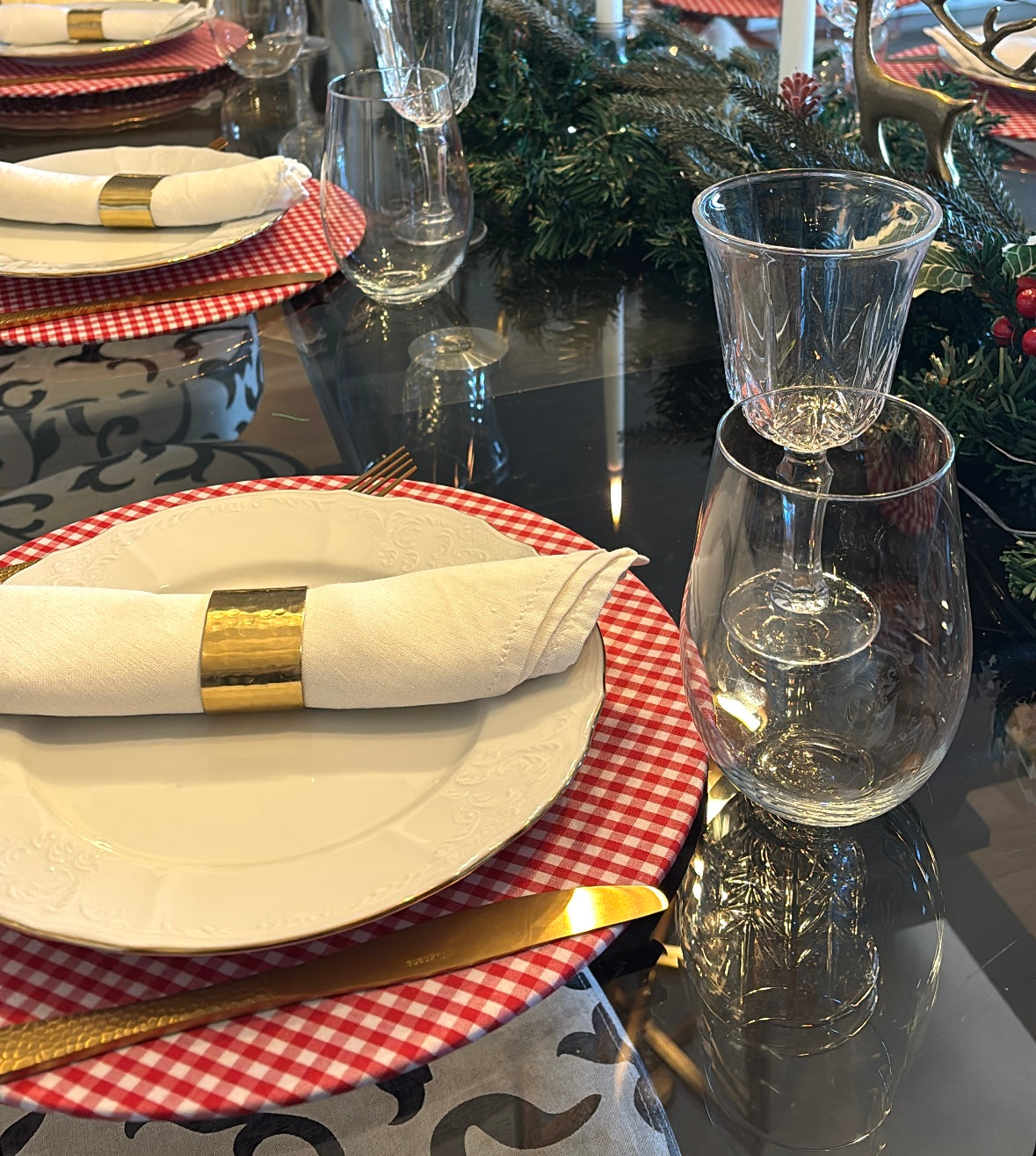 Funda bajo plato Vichy rojo