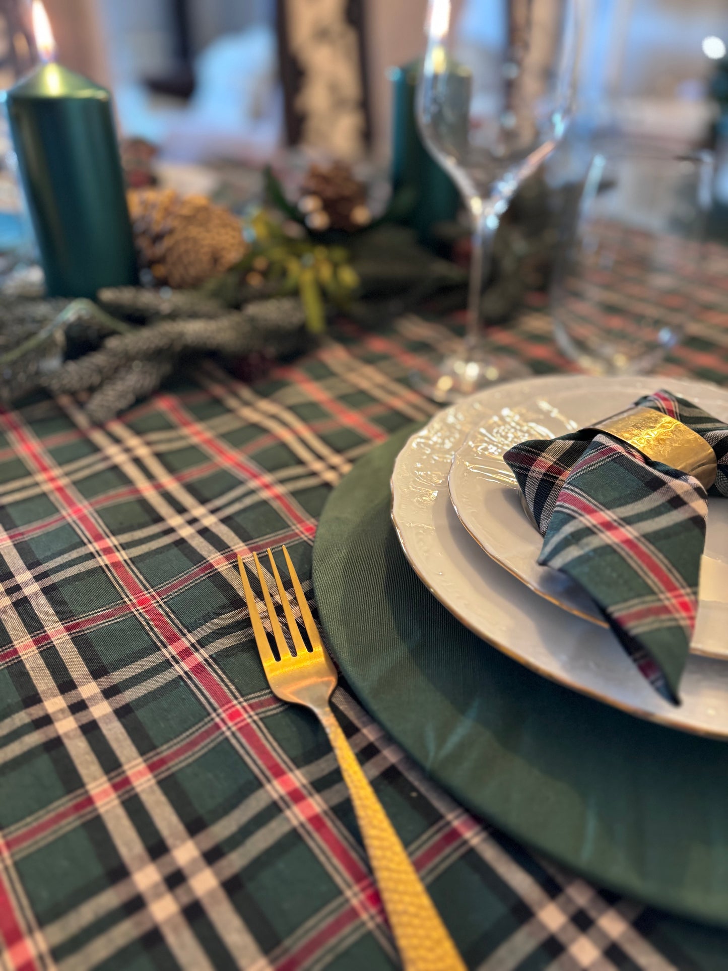 Mantel Tartán verde