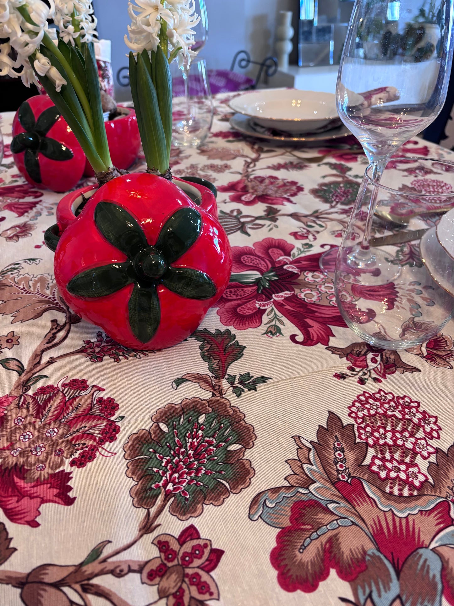 Mantel flores rojas