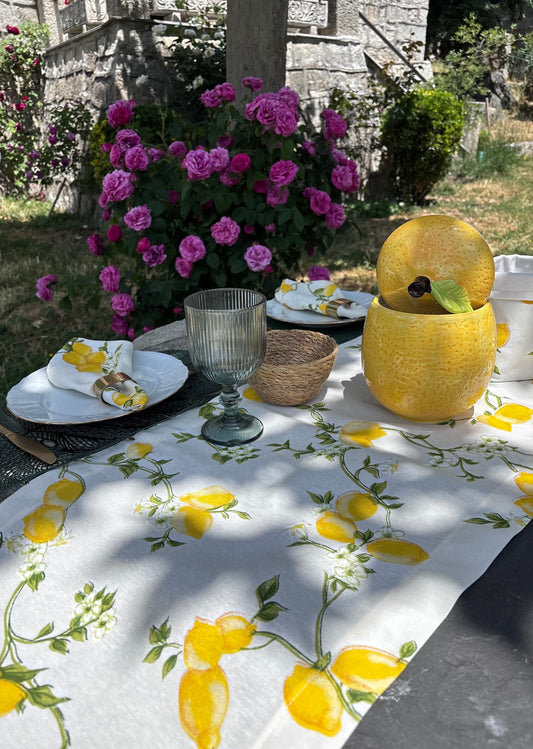 Camino de mesa limones