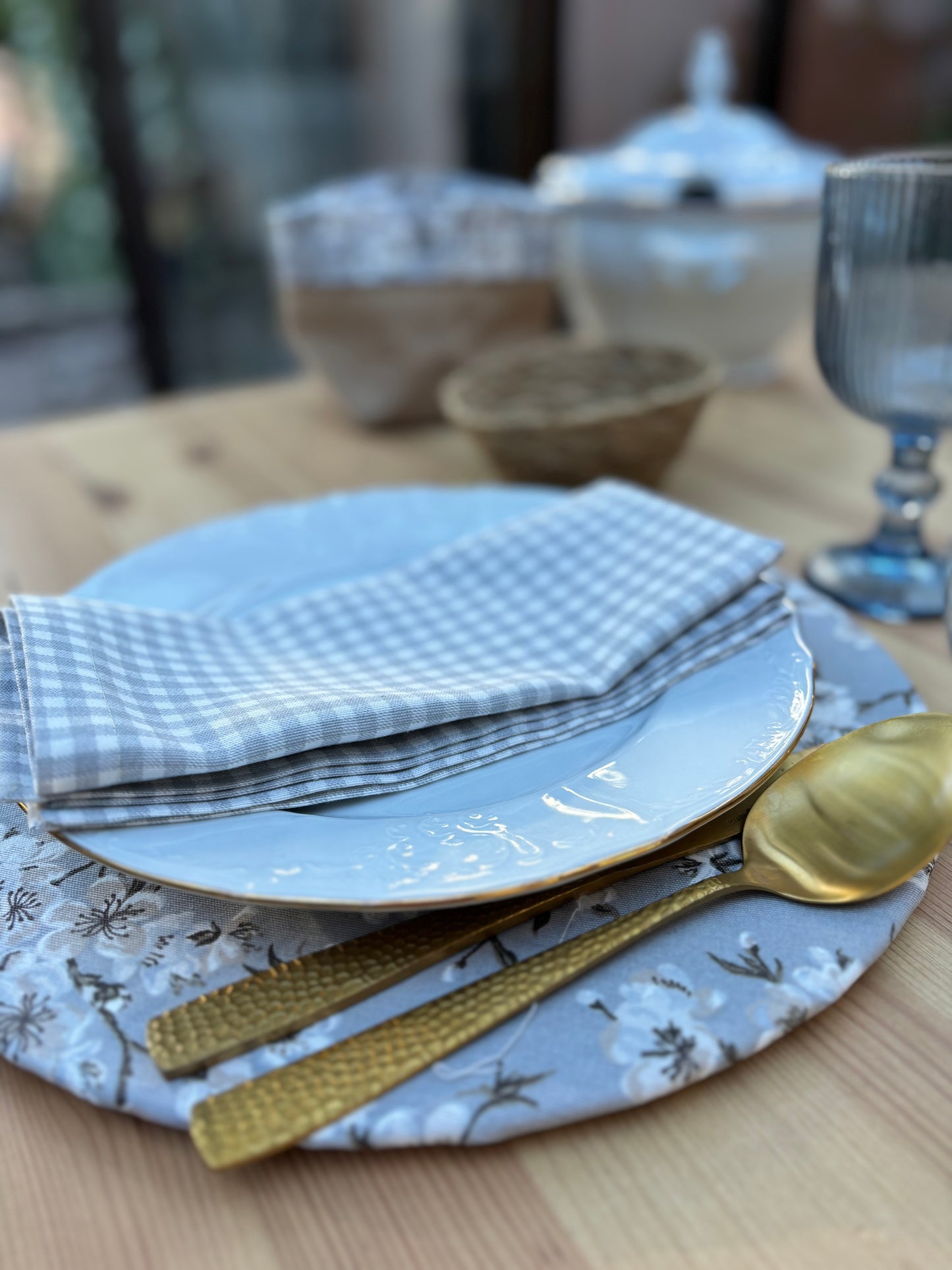 Funda de bajo plato antimanchas estampado flor de cerezo