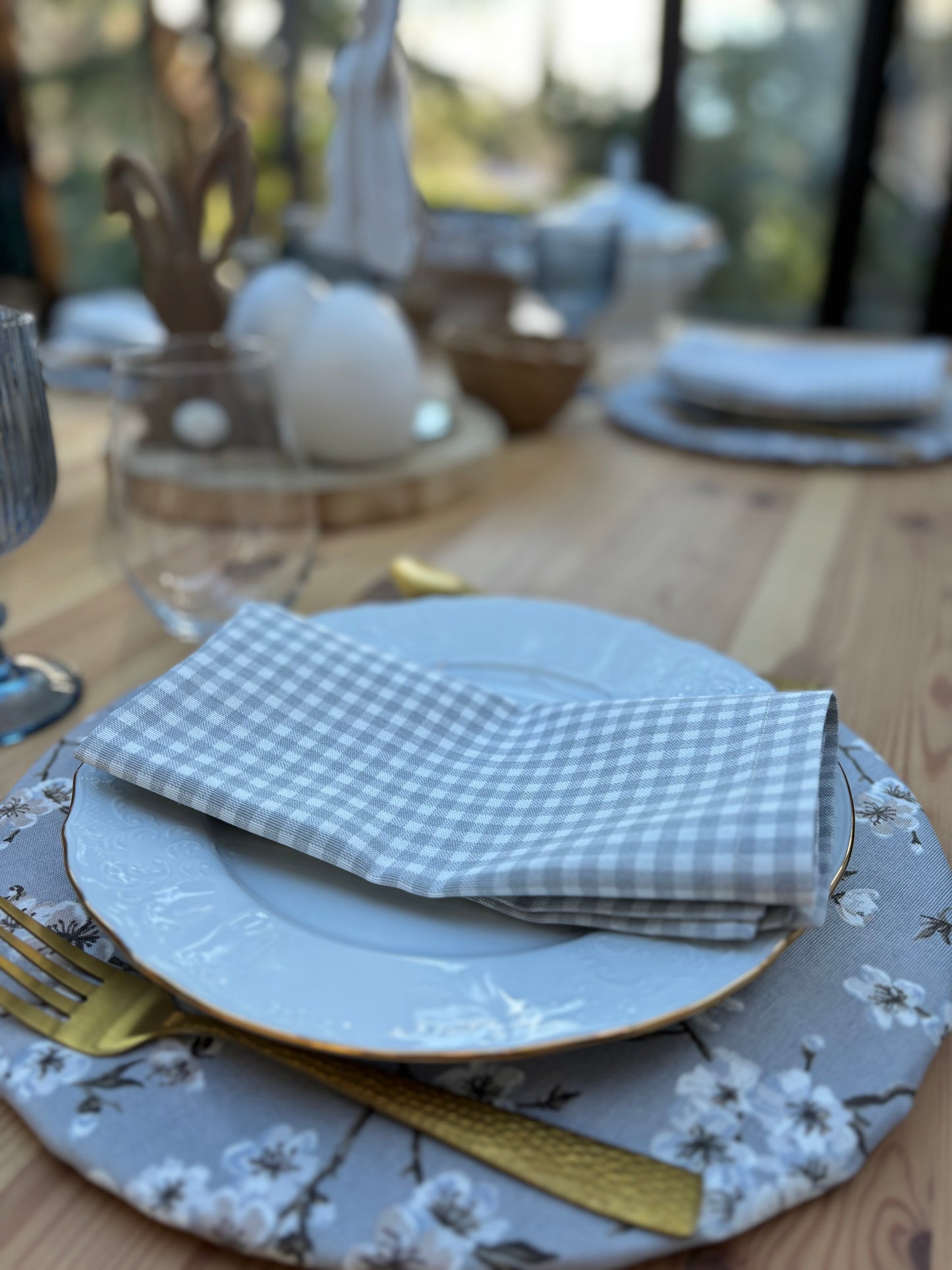 Funda de bajo plato antimanchas estampado flor de cerezo