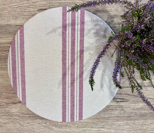 Funda bajo plato beige con rayas rojas resinado