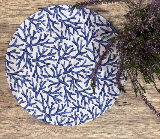Funda bajo plato corales azul