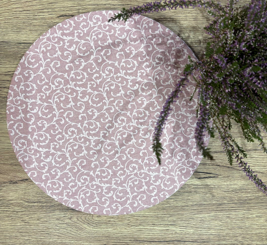 Funda bajo plato rosa y blanco resinada