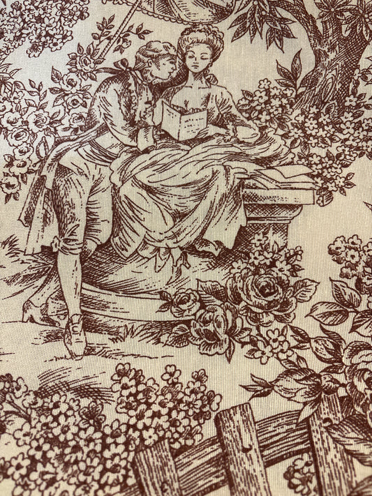 Mantel tela Toile de Jouy marrón